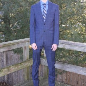 Calvin Klein X-Fit Blue Windowpane Slim Fit Suit 36 R from Men's Warehouse